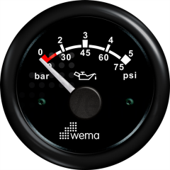 Wema Marin 5 Bar Yağ Basınç Göstergesi, 52 mm Siyah-Siyah
