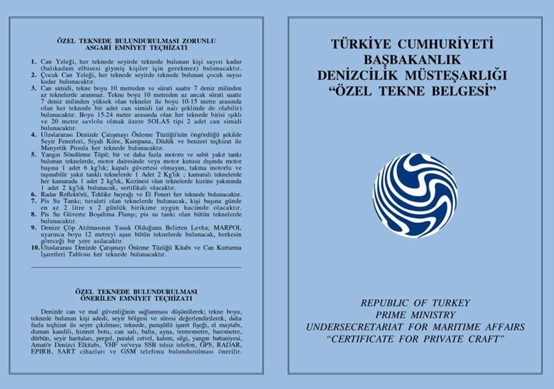 Özel Tekne Techizat Listesi